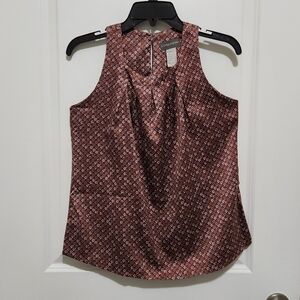 Vtg Expressions Women's XS Ditsy Floral Sleeveless Blouse Pleated Neck Whimsy